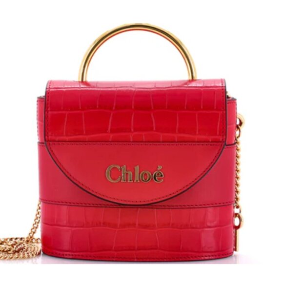 Chloe Aby Lock Bag Crocodile Embossed Leather Small Bag - Picture 1 of 7